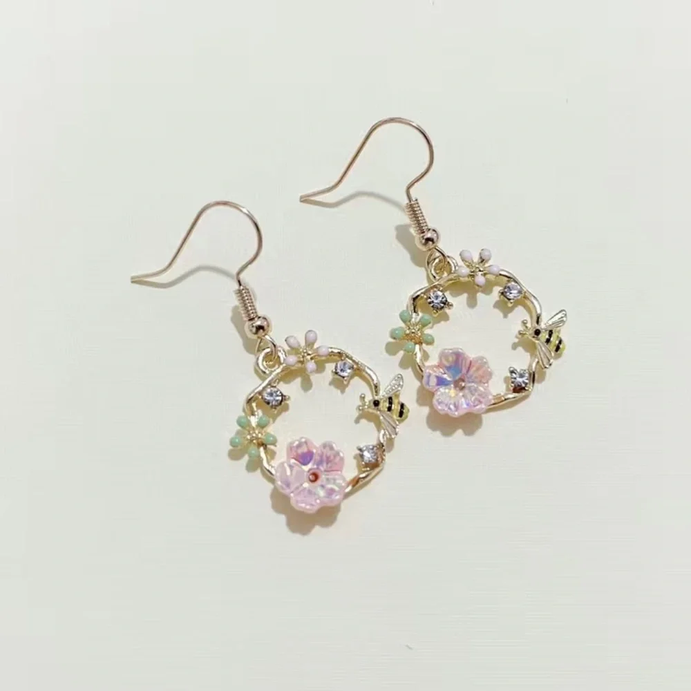 Bee Flower Drop Earrings
